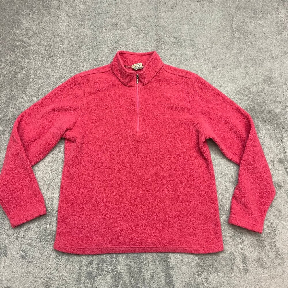 VTG L.L. Bean Quarter Zip Fleece Pullover Women Size Medium Pink 1/4 Zip Jacket